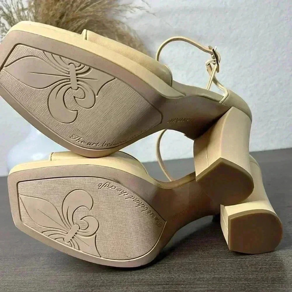 Franco Sarto Women Dima Heeled Sandals Size 11M Beige Leather Ankle Strap - Picture 14 of 15